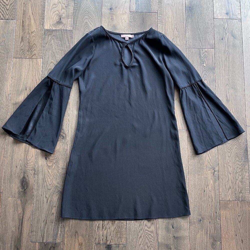 Calypso St. Barth Silk Flutter Bell Sleeve Keyhole Neckline Dress Black Size XS - Picture 2 of 7